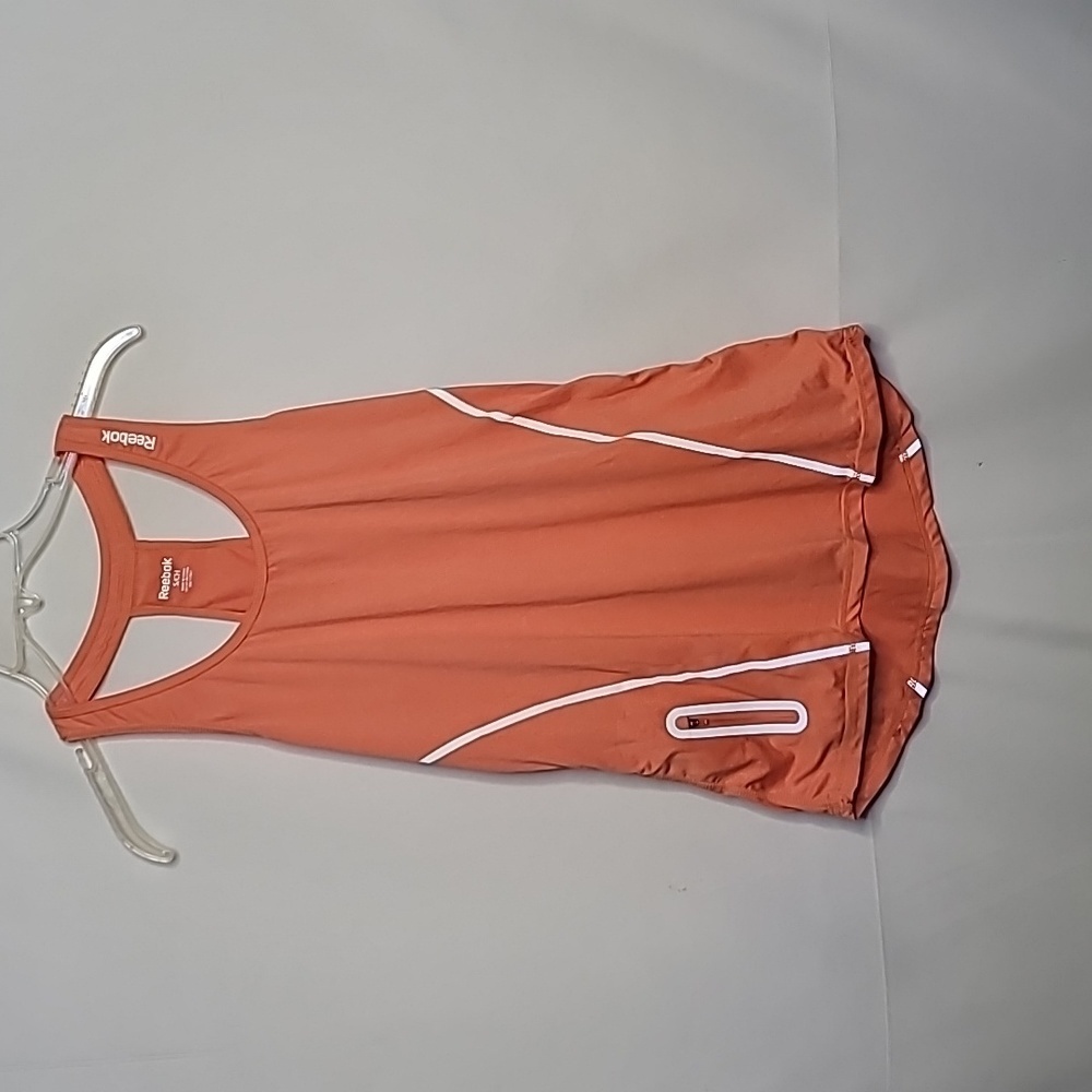 Reebok t back razor back orange workout tank top sz Small